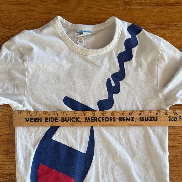 Champion Y2K White Tee with Blue and Red Logo - small - 100% cotton - Picture 5 of 5